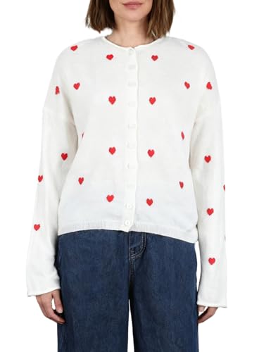 Dqbeng Womens Heart Cardigan Casual Long Sleeve Button up Loose Knit Lightweight Fall Sweater Tops