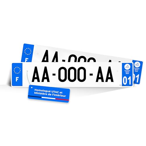 CMAPLAQUE 2 Plaques Immatriculation Auto Plexiglass 520x110 mm - Homologuée SIV - Anti-UV et Résistante aux Intempéries - Rivets offerts