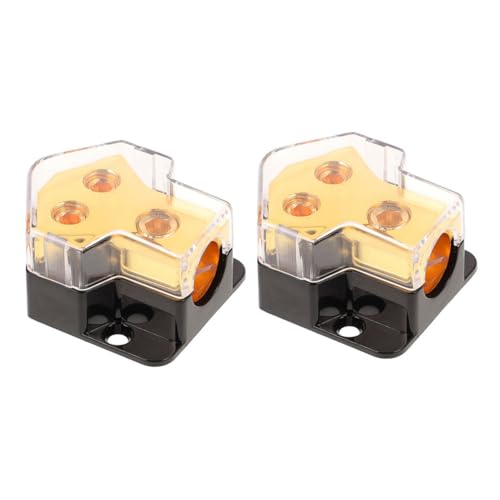 Housoutil 2pcs Car Audio Power Splitter Distribution Block Automotive Power Distribution Block Ground Cable Splitter Enhance Sound Quality