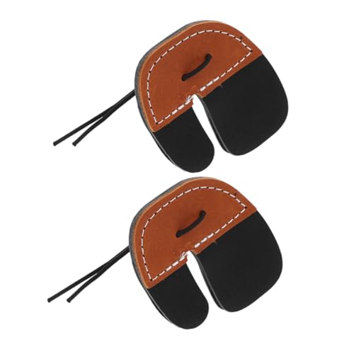 GALPADA 2個 可能な二重弓道用指保護タブ 滑り止めフィンガープロテクター 練習用弓矢指サポーター 効果的な保護と簡単装着