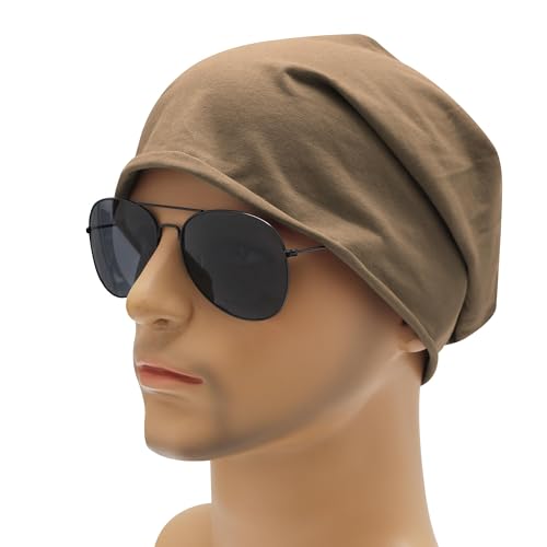 Image of ZLYC Cotton Thin Slouchy Beanie Hat for Men Women Fashion Soft Stretch Knit Skull Cap