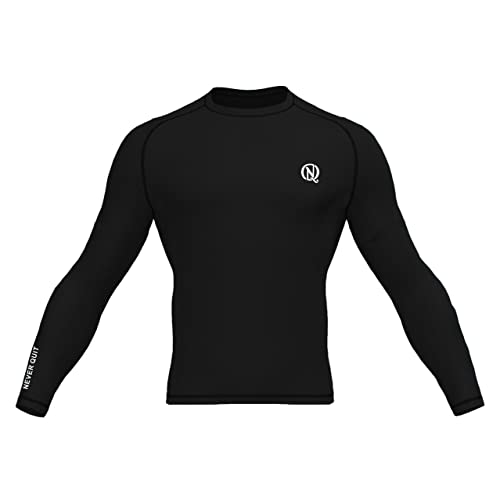 Image of NEVER QUIT Men's Workout Set Compression Shirt and Pants Top Long Sleeve Sports Tight Base Layer Suit Quick Dry & Moisture-Wicking (Compression Workout Set Combo)