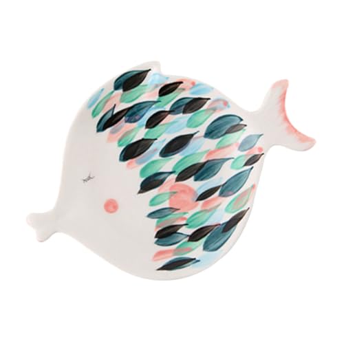 Cabilock Plato Cerámico Forma Pescado Bandeja Para Snacks y Postres Plato Diseño Pez Para Aperitivos Ligero y Compacto Uso Versátil Para Hogar