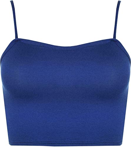 Tease Ladies Sleeveless Strappy Bandeau Plain Womens Camisole Boobtube Bralet Crop Top (Royal Blue, 10)