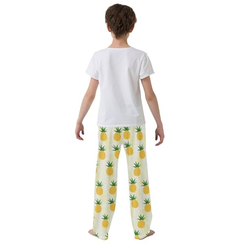 ZZXXB Pineapples Print Boys Long Pants Soft Trousers Elastic Waist Kids Lounge Bottoms with Pockets S-XL3
