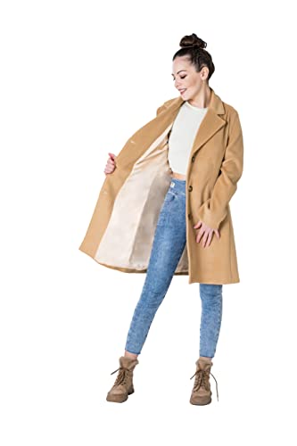 Getuback Womens Classic Cashmere Wool Blend Coat Trench Coat Pea Coat Camel Xxl #TOP6
