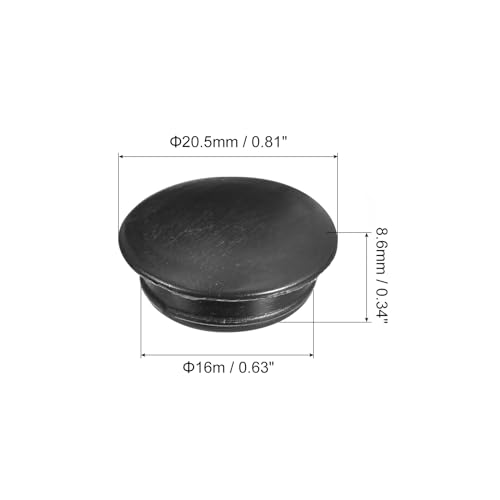 Image of uxcell 50Pcs Screw Hole Plugs, 16mm(5 /8 inch) Dia Plastic Snap in Locking Hole Covers Flush Type Caps for Furniture Cabinet Cupboard, Black