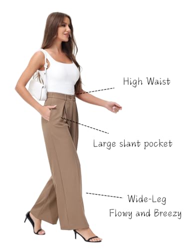 Women Fall Dress Pants Business Casual Work Pants with Pockets High Waist Office Slacks3