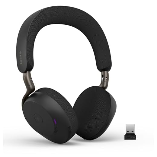 Jabra Evolve3 75 On-Ear Bluetooth Headset kabellos mit Mikrofon für Büro, USB-A, KI-Sprachanruf, Erweiterte Aktive Geräuschunterdrückung, 22h Akku, MS Teams Zertifiziert, Schwarz