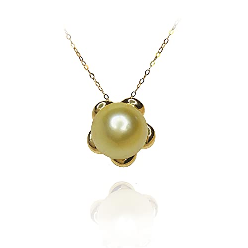 Sakura Jewelry Golden Pearl14KT Gold Pendant, AAA Grade Saltwater Golden