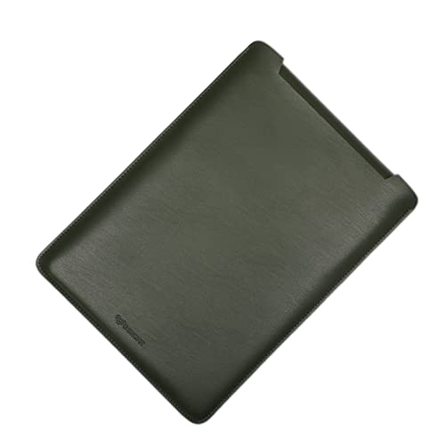 Image of Enthopia 15-15.4 Inch Slim Laptop Sleeve for 15 Inch MacBooks /Other 15 Inch Slim Laptops Protective Cover with Organiser Pouch for Mouse,Charger,Hard Disk,Pen Drive,etc - Vegan Leather (Olive Green)