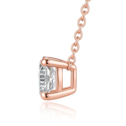 Image of Nilu's Collection Rose Gold Plated Solitaire Pendant Necklace with Round Cut American Diamond For Women And Girls | Anti-Tarnish | Anti-Allergy |Office Wear | Gifting
