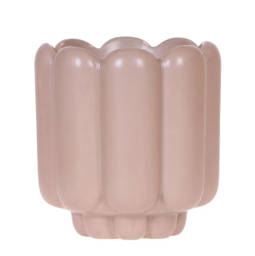 Macetero decorativo retro de 9 cm de diámetro, maceta redonda con surcos, maceta decorativa de diseño vintage, acabado mate para plantas de interior y orquídeas