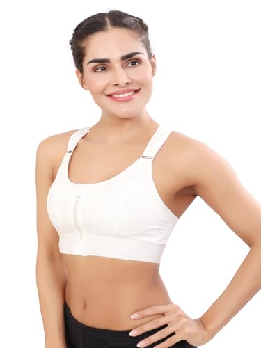 Image of Bella Voste Women Polyester Spandex High Impact Front Zip Sports Bra Fitness Criss Cross Back Crop Tops Tank Gym Yoga Workout, Size: M-5XL