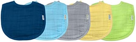 green sprouts Muslin Bibs made from Organic Cotton (5 pack)| 4 absorbent layers protect from sniffles, drips, & drools | 100% Organic cotton muslin, Adjustable snap closure, Machine washable