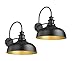 Bestshared Farmhouse Wall Mount Lights, Gooseneck Barn Light, 2 Pack Outdoor Oil Rubbed Lantern for Porch with Contrast Color Interior
