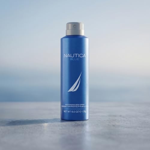 Image of Nautica Blue Deo Body Spray 6 fl oz (Pack of 1), Notes of Basil, Jasmine, and Cedarwood, Men's Fragrance, Long Lasting, Everyday Fragrance