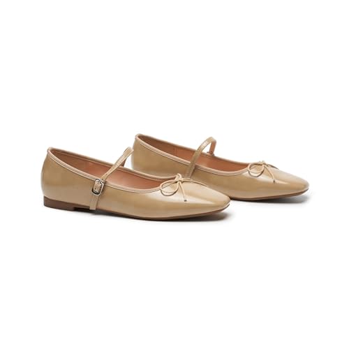 Image of C.Paravano Women's Mary Jane Flats | Square Toe Ballet Flats | Daily Wear Work Shoes | Dress Shoes with Adjustable Straps