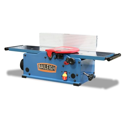 Baileigh Industrial BA9-1020165 IJ-833 110V 1.3 HP 12000 RPM Spiral Cutterhead with 16 Carbide Inserts Extendable 51 in. Table Adjustable Fence 8 in. Benchtop Wood Jointer
