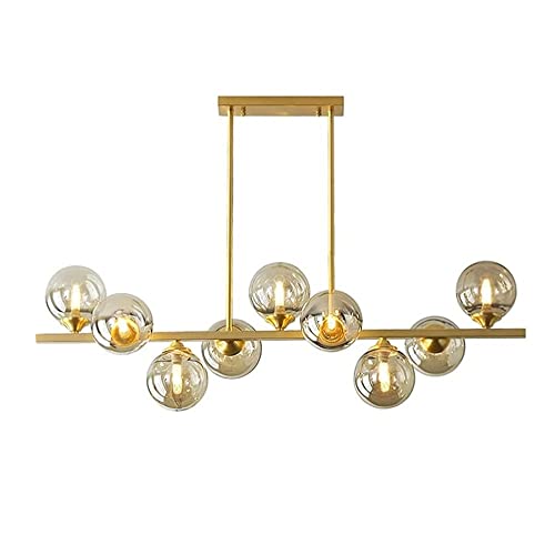Suspension en laiton brossé et verre, lustre design minimaliste pour îlot