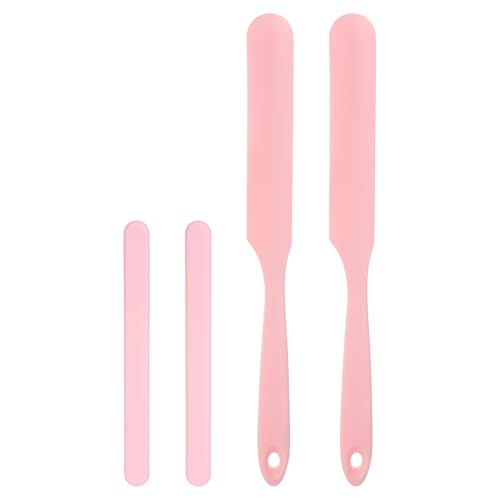 HARFINGTON Silicone Stir Sticks Kit, 2Pcs Reusable Stirring Sticks and 2Pcs Spatula Scraper for Mixing Resin Wax Pain Epoxy Liquid DIY Crafts, Pink
