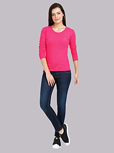 Image of FLEXIMAA Women's Cotton Plain Round Neck Full Sleeve T-Shirt