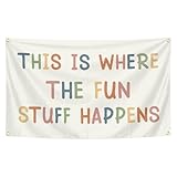 Kids Tapestry This Is Where The Fun Stuff Happens Tapestry 3x5 Ft Funny Tapestry for Playroom Classroom Nursery Kids Room Decor