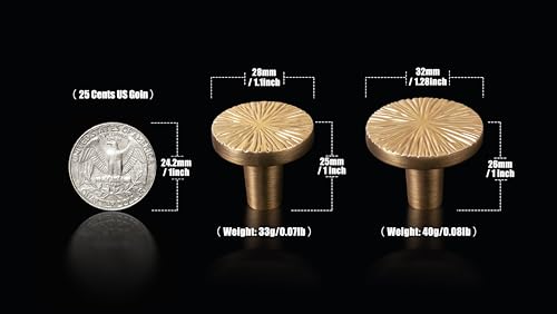 Image of Goo-Ki 1.1''(28 mm) Dia Luxurious & Sturdy Zinc Alloy Cabinet Knobs,Champagne Bronze Drawer Pulls for Kitchen,Drawer,Cupboard & Wardrobe,6 Pack