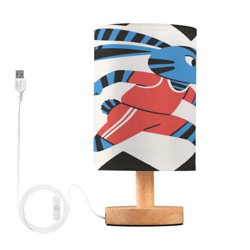 Amooorous Cutebunny - Lámparas de dormitorio pequeñas con enchufe azul y negro para sala de estar, lámparas de lectura estéticas de mesa Noche