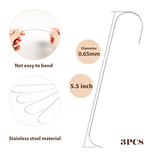 PP OPOUNT 3 PCS Upgrade Big Eye Curved Beading Needles, 5.5 Inch Beading Needles for Bead Spinner, Curved Needles for Beading Jewelry, DIY Waist Beads, Bracelets, Necklaces (Patent Protection)