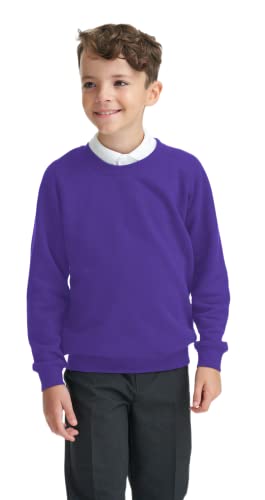 Pull école col rond anti-boulochage en molleton pour enfants et ados