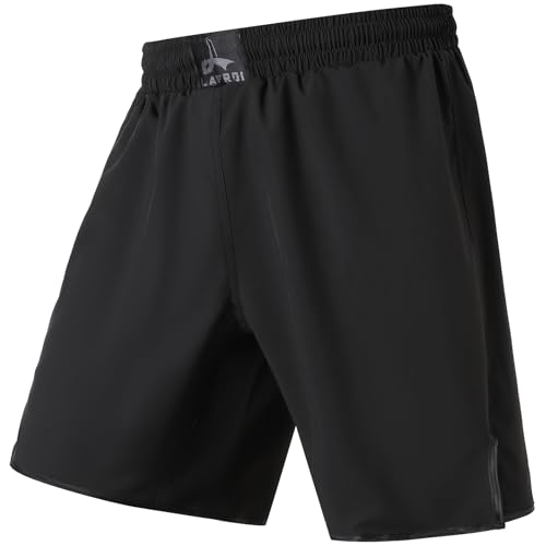 LAFROI Pantalones Cortos Hombre de Lucha, jiu-Jitsu, MMA, Entrenamiento Cruzado, Lucha, Boxeo tailandés Black Size MD