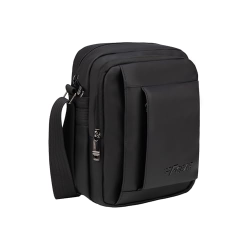 Image of F Gear Hamburg Black 5L Crossbody Sling Bag | Soft-Touch Premium Fabric, 2 Compartment Design, 3 Pockets, Lightweight, Ideal for Work, College, Daily Commute & Travel