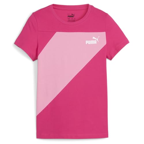 PUMA Kids Girls Power Logo Crew Neck Short Sleeve Casual Tops Casual - Pink - Size S