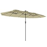 Outsunny Sombrilla Doble con 36 Luces LED Solares 4x2 m Beige