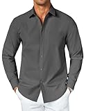 COOFANDY Men's Button Down Long Sleeve Dress Shirt Business Casual Untucked Regular Fit Fashion Button Up Shirts Grey M