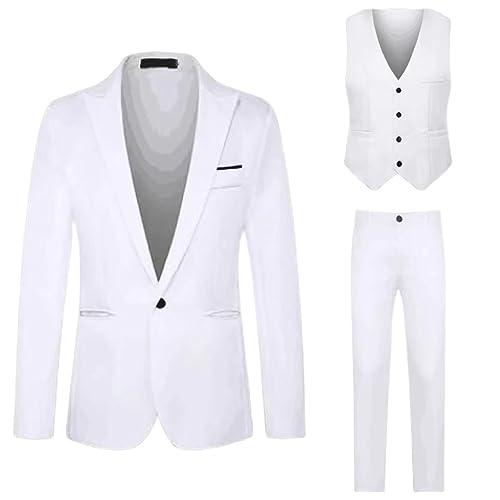 Mens Suits 3 Piece Classic Fit Wedding Prom Party Suit One Button Blazer Jacket Vest and Pants Tuxedo Blazer Suit Set