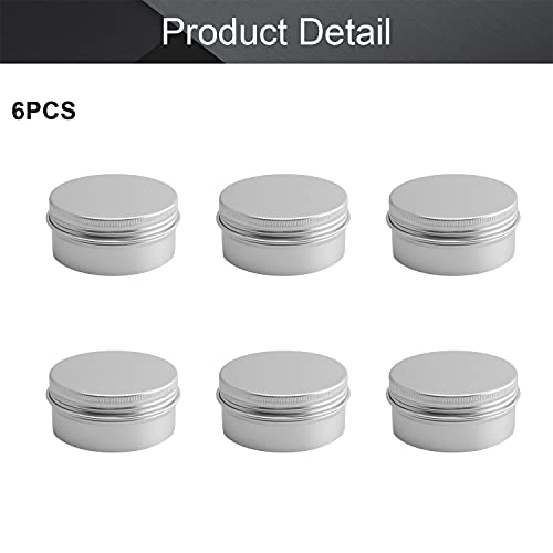 Image of Othmro 6Pcs 2.7oz Round Metal Tins Aluminum Tin Cans Jar Refillable Containers 80ml Tin Cans Tin Bottles Containers with Screw Lid for Salve Spices Lip Balm Tea Candies Silver 68x35mm