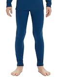 Iguana Unisex Kids 100% Merino Wool Base Layer Pants Thermal Underwear Bottom for Girls and Boys Navy Blue 9-10