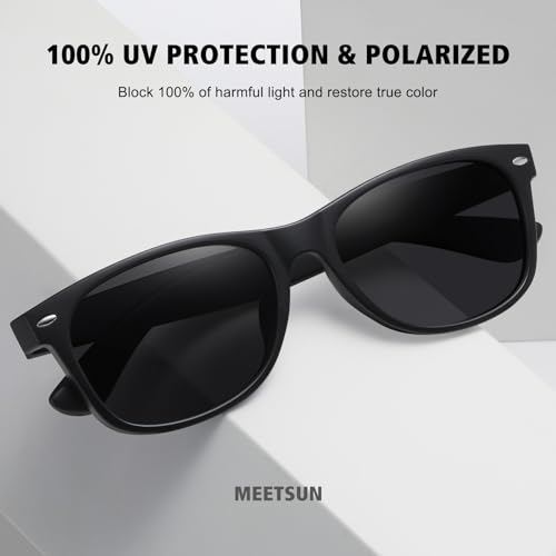 MEETSUN Classic Polarized Sunglasses for Women Men Trendy Retro Sun Glasses for Driving UV Protection (3 Pack)3