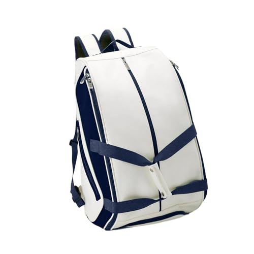 Vaveren Pickleball Backpack Tennis Bag Large Capacity Organizer Gym Duffel Badminton Racquet Bag for Training Workout, White and Blue