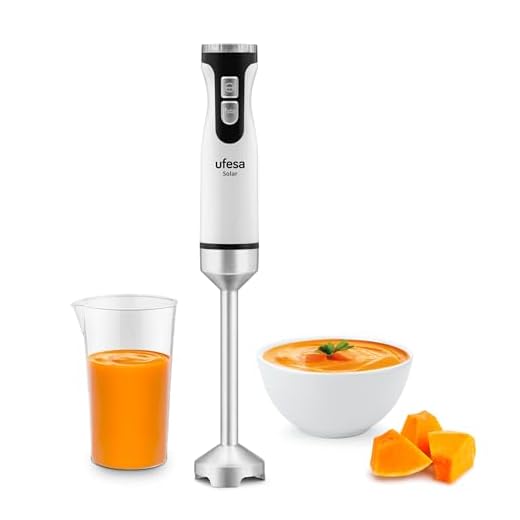 Ufesa Solar Batidora de Mano, Potencia 1200W, 12 Velocidades + TURBO, 4 Cuchillas de Acero Inoxidable, Diseño Ergonómico y Anti Salpicaduras, Vaso Medidor, Sin BPA