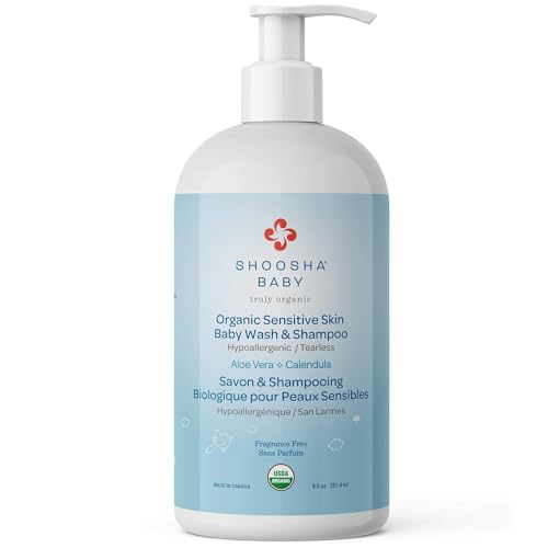 SHOOSHA Organic Sensitive Skin Baby Wash and Shampoo, 8.5oz Baby ...