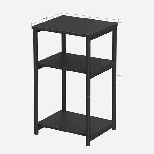Image of VASAGLE Tall Side Table, End Table with Storage Shelves, 3-Tier Slim Table, Steel Frame, for Living Room, Study, Bedroom, Industrial, Black ULET273B16