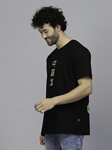 Image of Rigo Back Printed Half Sleeves Round Neck Oversized T-Shirt for Men | Drop Shoulder T-Shirt for Men | Loose Baggy Fit T-Shirt for Men