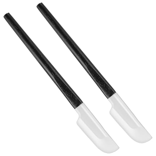 DOPENSPI 2 Stück Klein Silikon Spatel,Silikon Teigschaber Küche mit Schwarz Holzgriff Silikonspachtel Silicone Schaber Schmal Küchenschaber für Backen Mischen Kochen Rührwerkzeuge