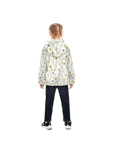 Farm Dandelion Floral Girls Fleece Jacket Girls Jacket Girl Coats Zip Up Hoodie Children Outerwear 2-3T4
