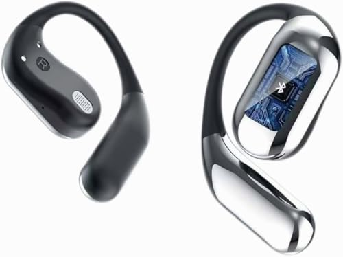 Open Ear Bone Conduction Headphones,Intelligent Touch Screen Bluetooth 5.4 Headphones, Over The Ear Earbuds with Earhooks Sport Headsets IPX7 Waterproof Earphones for Running Workout