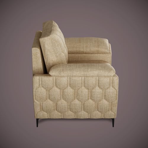 Image of Centuary Sleepables Modena Premium Sofa|Classy Quilted Suede Fabric Upholstery|Fiber-Filled Back Cushion|Wide Plush Fibrefilled Armrests|Ergonomic Lumbar Support |Warm Beige|3 Years Warranty