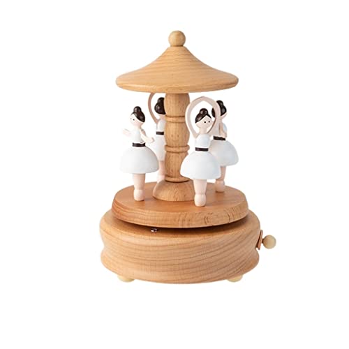 OMING Spieluhren Weihnachtsmusikbox Massivholz Musikkiste Kinder Geburtstagsgeschenke for Mädchen Freunde Geschenke Dekoration Ornamente Karussell Spieluhren & Figuren (Size : C) Cover
